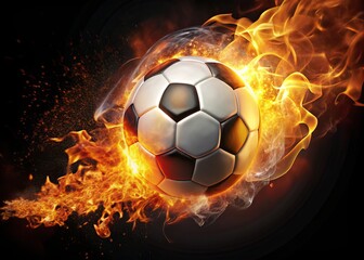 Fototapeta premium Sizzling with passion, a fireball shoots through the flames, embodying the fierce determination and scorching heat of