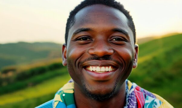 Joyful Malawian Man Coasting Downhill on Bicycle in Traditional Attire