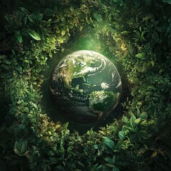 A world embraced by greenery and nature showcasing environmental sustainability