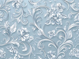Elegant floral pattern on soft blue background