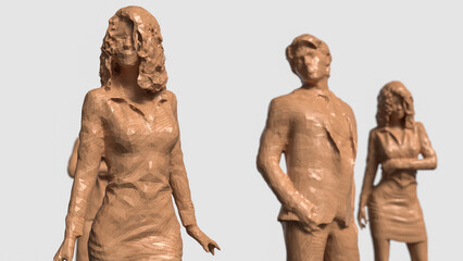 The Business wood figure on white background  3d rendering.