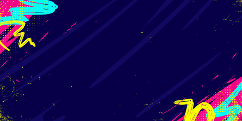 Vibrant Urban Street Background with Neon Yellow and Pink Paint Splashes in a Graffiti Style. Abstract Sporty Background with Brush Strokes and Grunge Texture Design Elements