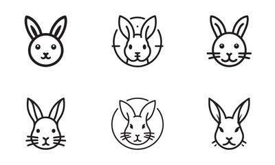 Set of Rabbit line art logo design vector illustration.