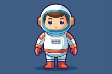 Fototapeta premium A colorful cartoon astronaut stands ready for adventure in a fun and imaginative environment, Customizable cartoon illustration of an astronaut suit.