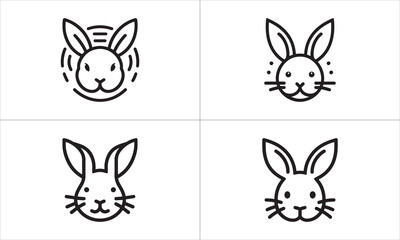 Set of Rabbit line art logo design vector illustration.