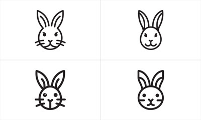 Set of Rabbit line art logo design vector illustration.