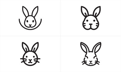 Set of Rabbit line art logo design vector illustration.