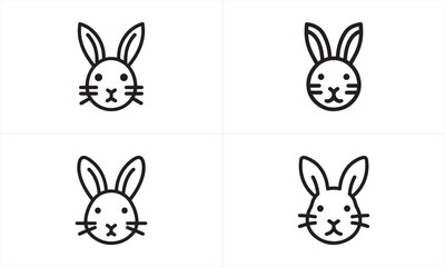 Set of Rabbit line art logo design vector illustration.