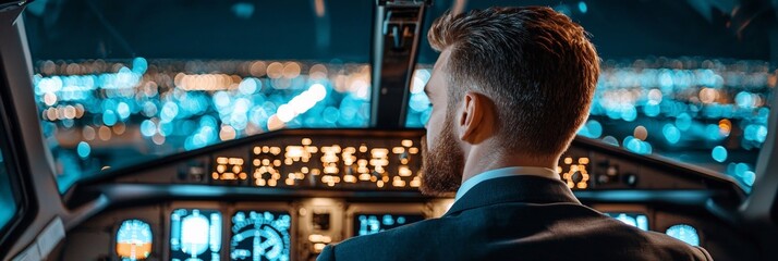 Close-up of a business leader explaining strategies inside an old airplane cockpit, now a makeshift meeting room, with old control panels still intact