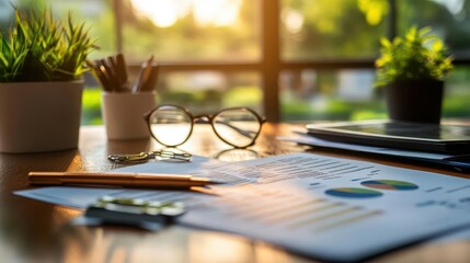 Personal finance management with budgeting tools on a desk, organized style, close-up, sharp focus, bright lighting