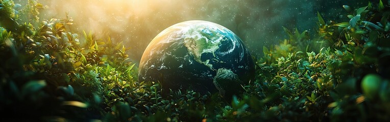 A world embraced by greenery and nature showcasing environmental sustainability