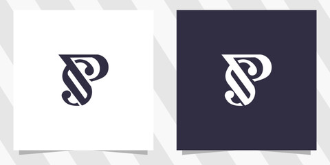letter sp ps logo design vector