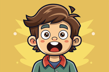 Obraz premium A cheerful boy with an astonished expression enjoys a moment of surprise in a vibrant setting, Customizable cartoon illustration that surprises.