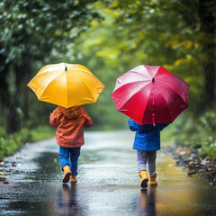 Obraz premium 雨の日の帰り道