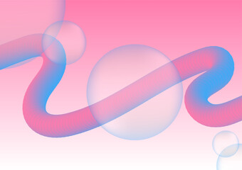 Flowing smooth wave pattern and 3d line on pastel color background. Internet network and communication signal technology, fiber optic line. Science and music backdrop.