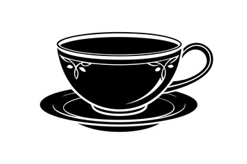 tea cup silhouette vector