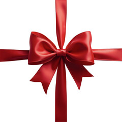 Elegant red gift bow with ribbon, perfect for holiday packaging, special occasions, product branding, and festive decorations, conveying luxury and celebration