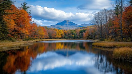 Fototapeta premium Mountain Reflection in a Still Autumn Lake