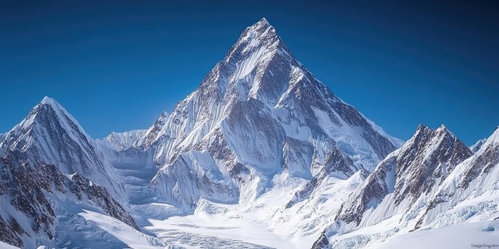 Majestic K2 mountain peak against a clear blue sky