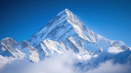 Majestic K2 mountain peak against a clear blue sky