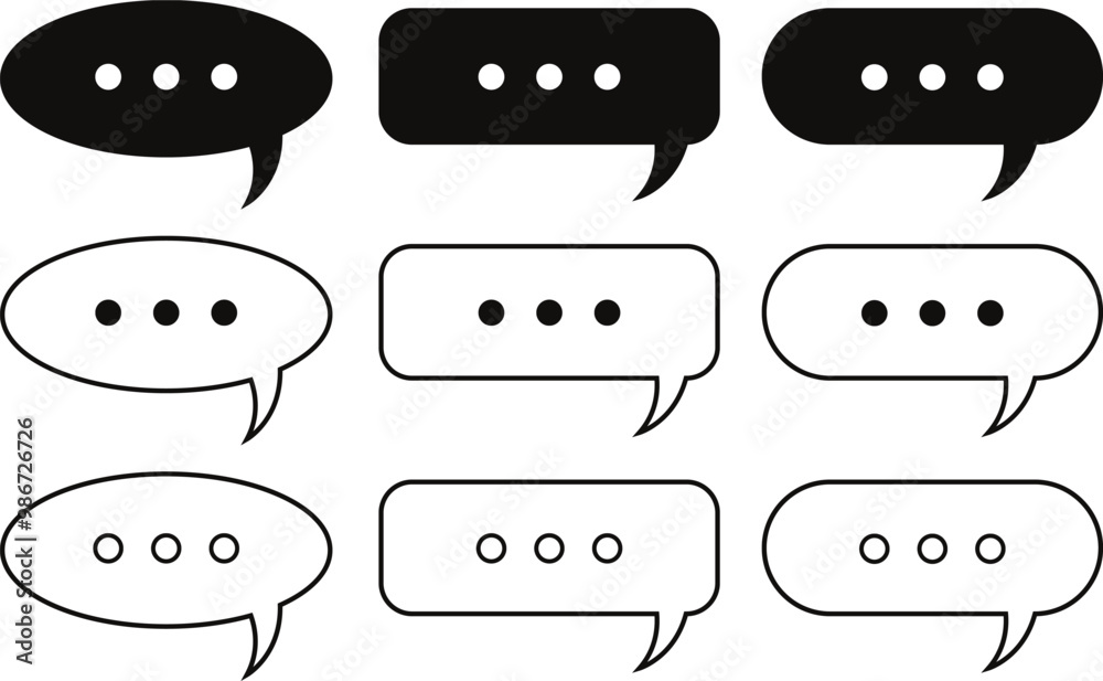 Poster set of conversation speech bubbles symbol. outline sms speech bubbles icon vector illustration.