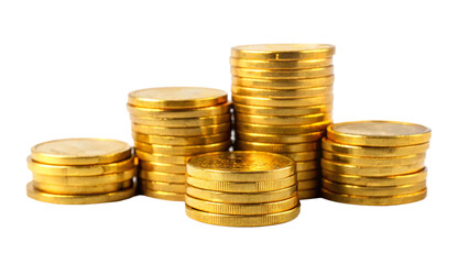 Towering stack of golden coins representing financial wealth and investment opportunities