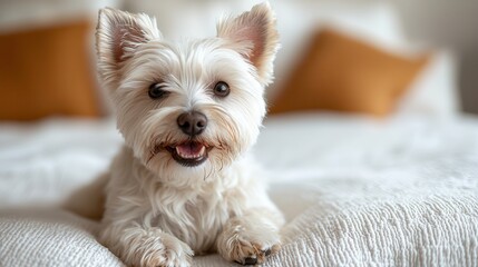 Happy West Highland White Dog at Home