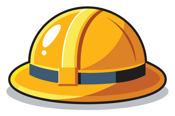 Fototapeta premium A bright yellow construction hat features a playful, oversized design for customization and creativity, Customizable construction hat with disproportionate illustration.