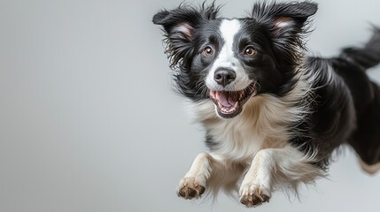 Playful Border Collie Captured in Mid-Jump