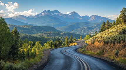 Naklejka premium Winding Road Through Mountainous Landscape