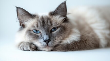 Graceful Balinese Cat Portrait on Soft Background