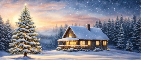 Snowy Winter Wonderland Cabin