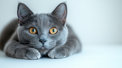 Vibrant Russian Blue Cat Portrait