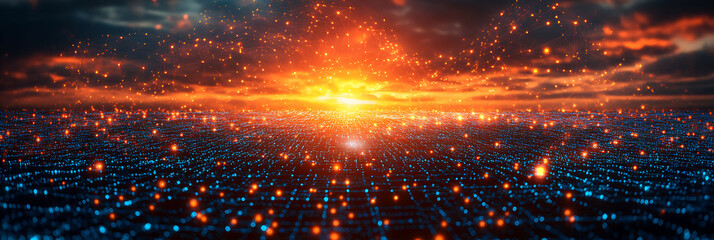 Fototapeta premium Aipowered renewable energy forecasting renewable energy depicted in a collage where AI predicts energy output and balances supply and demand