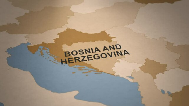 Old Paper Map of Bosnia and Herzegovina