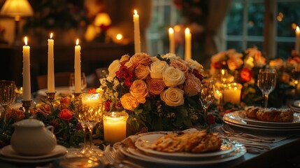 Naklejka premium Candlelit Dinner Table
