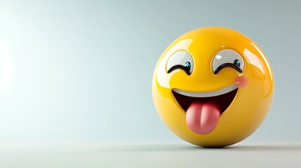 Fototapeta premium Silly Yellow Face Sticking Out Tongue