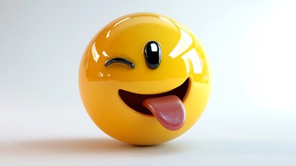 Fototapeta premium Silly Yellow Face Sticking Out Tongue