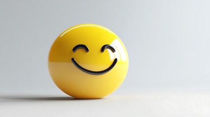 3D cartoon icon Smiling yellow face isolated on white background