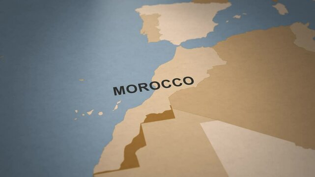 Old Paper Map of Morocco