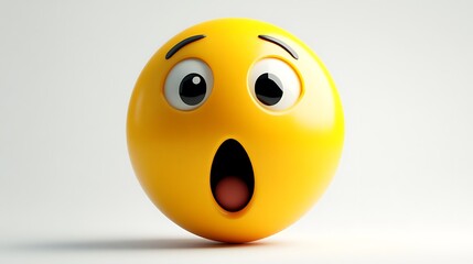 Fototapeta premium 3D Emoticon Shocked Yellow Face with Open Mouth isolated on white background
