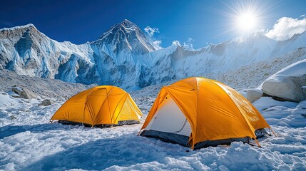 Group of Sherpas climbing K2 during a snowstorm, teamwork and survival in extreme conditions