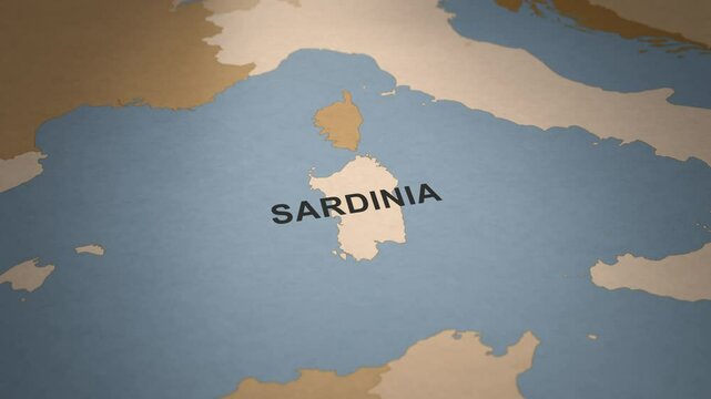 Old Paper Map of Sardinia