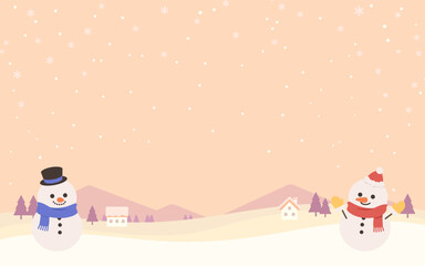 雪だるまの背景イラスト