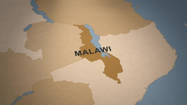 Old Paper Map of Malawi