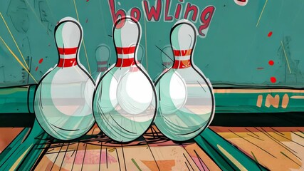 Bowling pins standing on polished bowling lane
