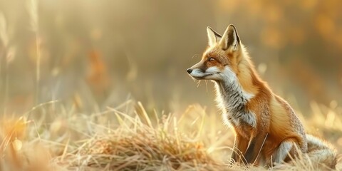 Obraz premium Vulpes vulpes Relaxing in a Field