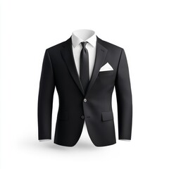 Elegant Black Suit Display on White Background