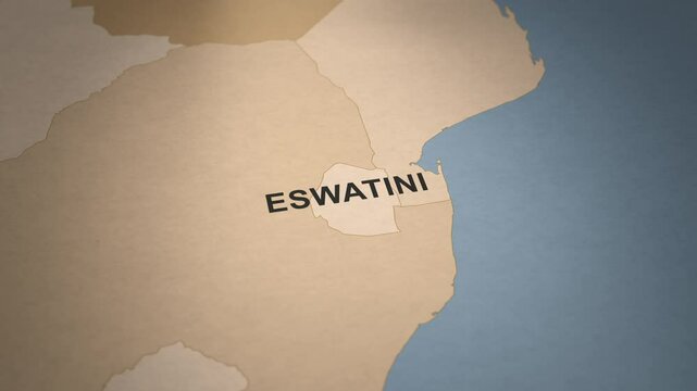 Old Paper Map of Eswatini