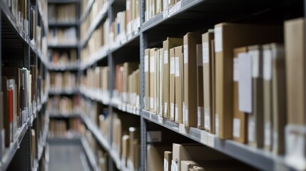 Obraz premium Warehouse Shelves Full of Cardboard Boxes Storage Inventory Product Logistics Shipping Distribution Supply Chain